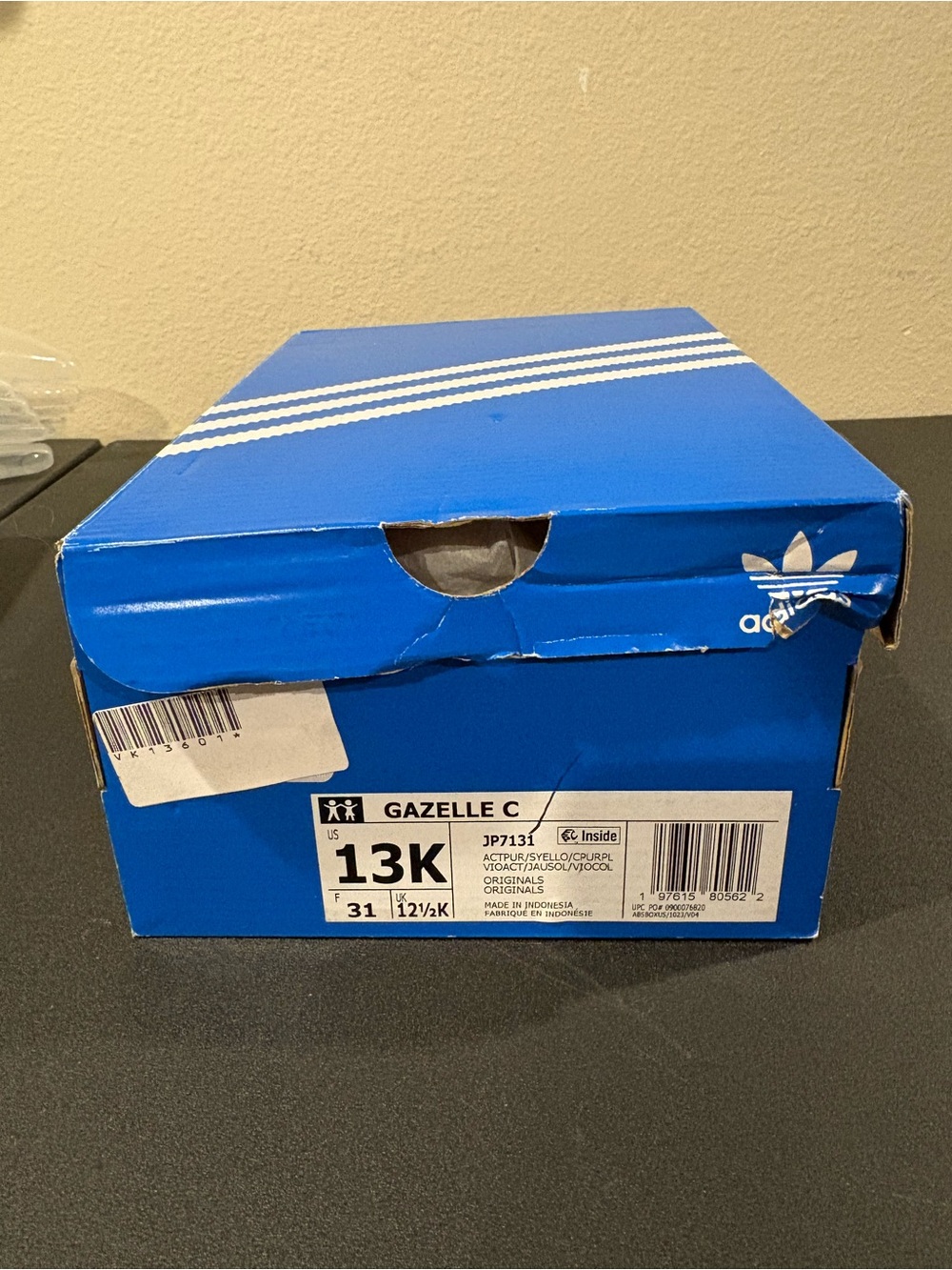 Adidas Gazelle CF EL I Active Purple Solar Yellow Shoes JP7136 Kid Toddler Sz 13 - Picture 9 of 11